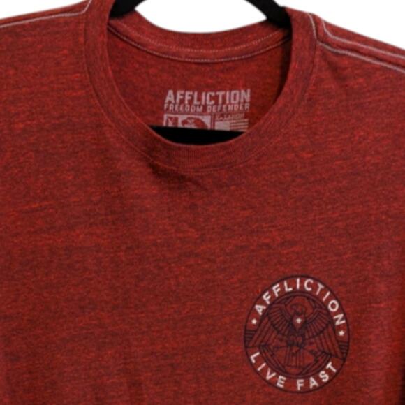 AFFLICTION Live Fast Freedom Defender Home of the Brave Red T-shirt Men's XL - Picture 3 of 4